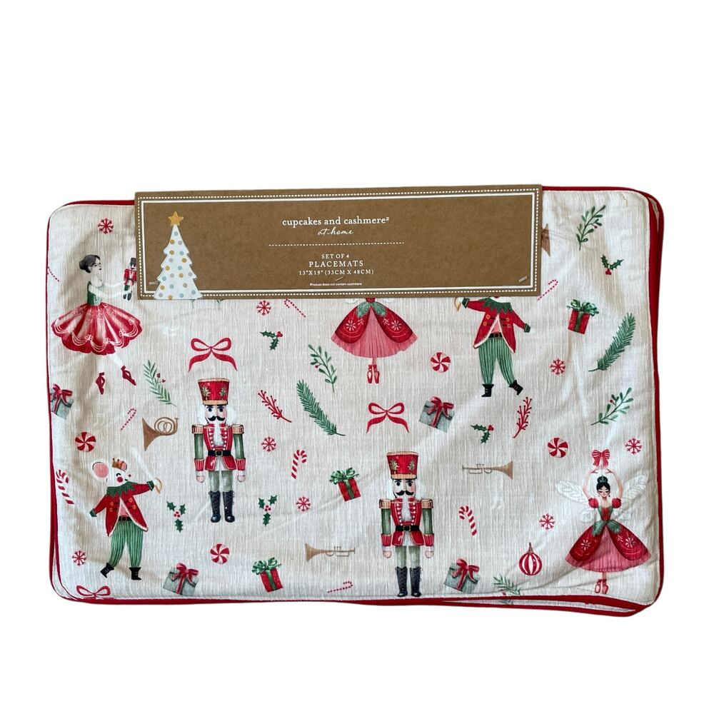 Cupcakes & Cashmere NUTCRACKER BALLET Christmas Placemats 13x19 Set of 4 NEW